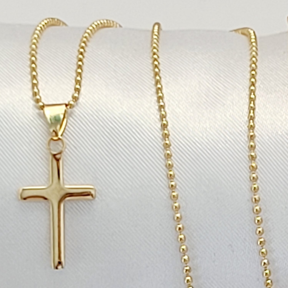 Tiny plain cross necklace. 18K GF. New - Picture 7 of 7